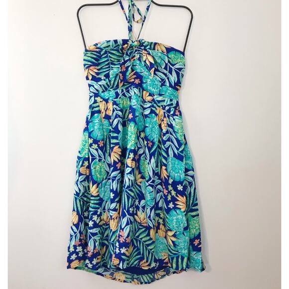 ModCloth Tropical Hawaiian Convertible Guests Welcome Summer Flowy Dress M new - Picture 2 of 16